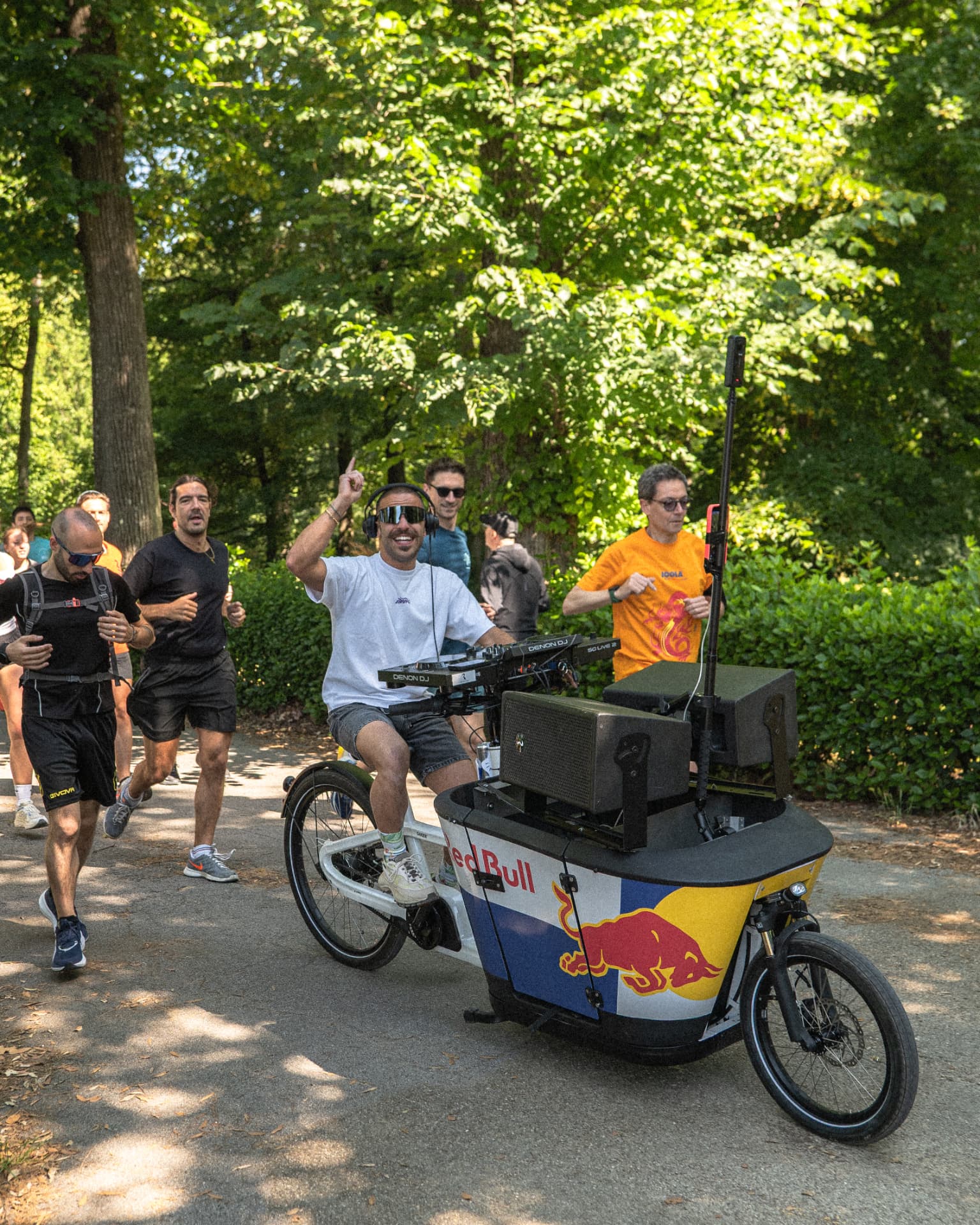 Red Bull DJ bike leading a community run